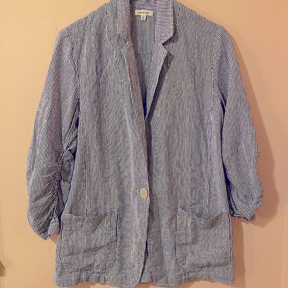 Max Studio blue one-button Blazer size L - Picture 2 of 10